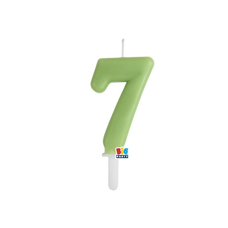 CANDELINA NUMERO 7 TINY PLUMP VERDE OLIVA 7cm
