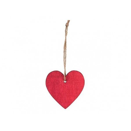 CUORE IN LEGNO C/APPENDINO 6cm ROSSO 12pz