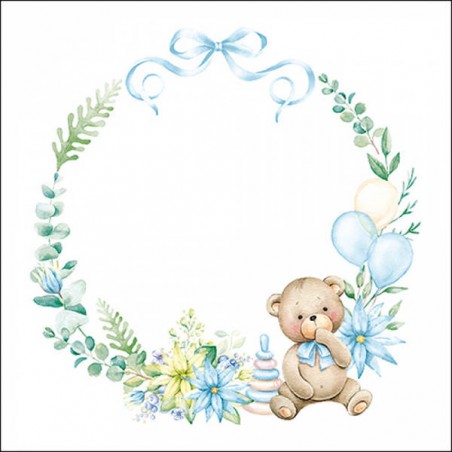 TOVAGLIOLI 33x33 BABY TEDDY BEAR AZZURRO 20pz
