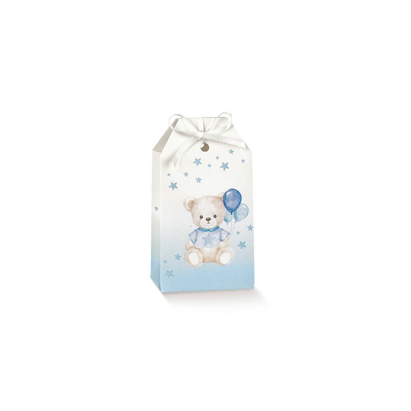 SCATOLA TAG 5,5x3,5x10cm BABY ORSETTO AZZURRO 10pz