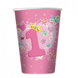 BICCHIERI 200cc PRIMO COMPLEANNO ROSA 10pz