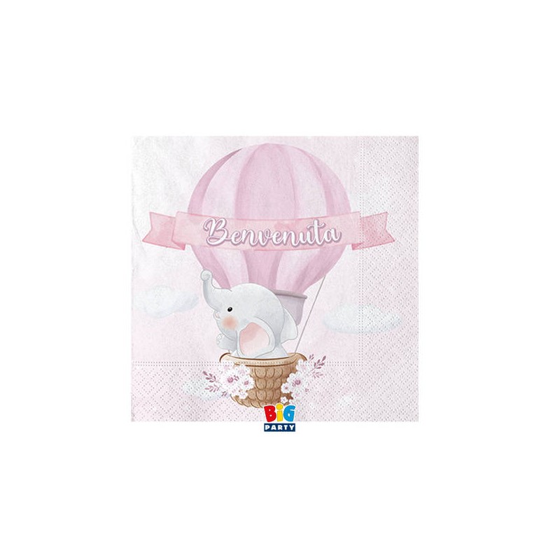 TOVAGLIOLI 25x25 MONGOLFIERA BENEVENUTA 20pz