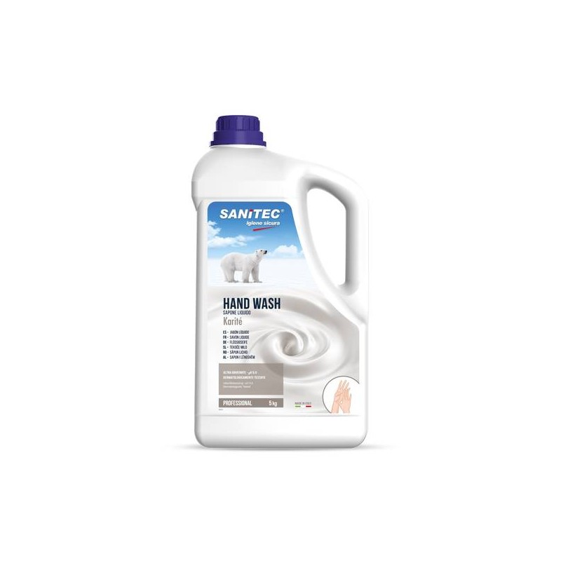 SAPONE MANI LIQUIDO HAND WASH KARITè PROFUMATO PH NEUTRO 5lt SANITEC