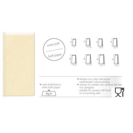BUSTE REGALO CARTA SEALING AVORIO 10+3x18cm 100pz PER ALIMENTI