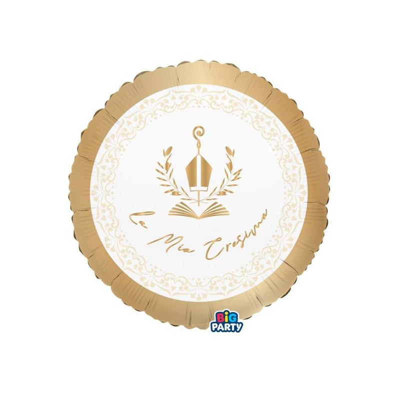 PALLONE MYLAR TONDO 45cm CRESIMA ELEGANT