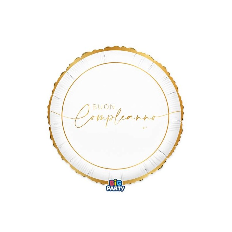 PALLONE MYLAR TONDO 45cm BUON COMPLEANNO GOLD