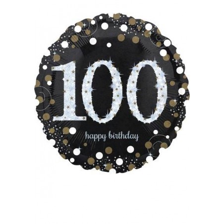 PALLONE MYLAR TONDO 17 42cm SPARKLING BIRTHDAY 100 ANNI