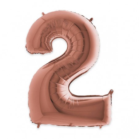 PALLONE NUMERO 2 MYLAR 102cm 40 ROSE GOLD