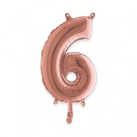 PALLONE NUMERO 6 MYLAR 36cm ROSE GOLD
