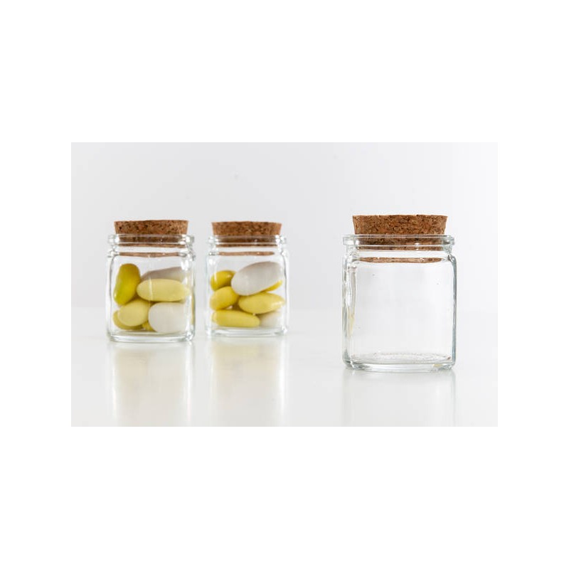 BARATTOLO TONDO VETRO TAPPO SUGHERO 50ml H.6cm H3136