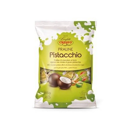 PRALINE DI CIOCCOLATO AL LATTE RIPIENE DI CREMA AL GUSTO DI PISTACCHIO 115gr