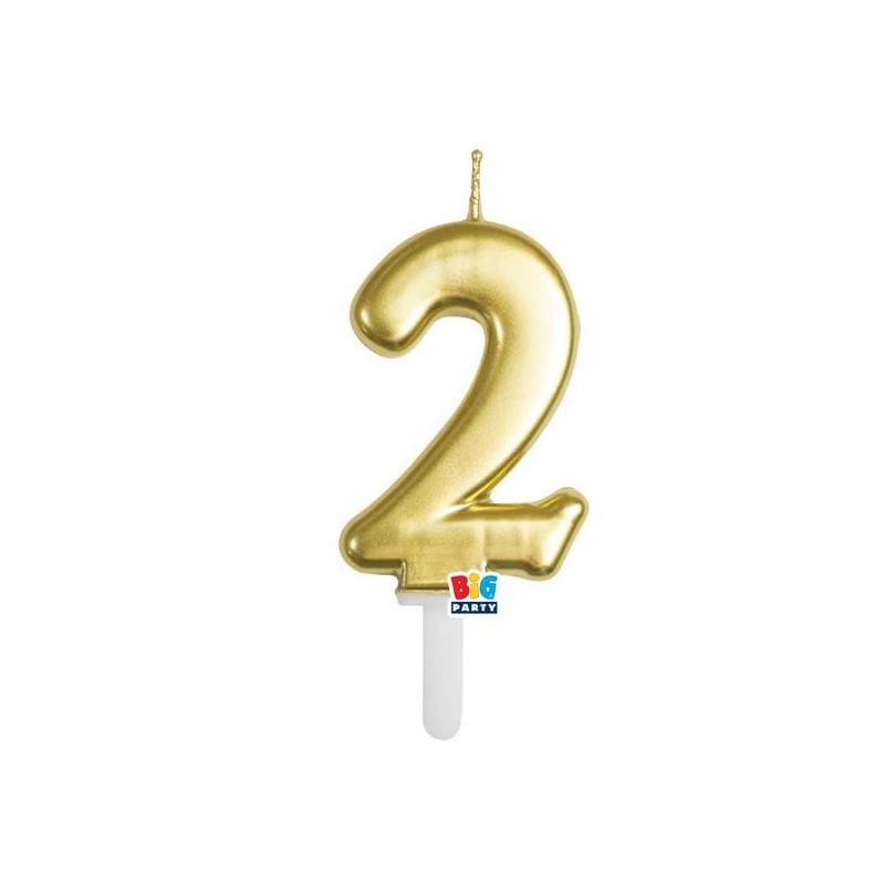 CANDELINA NUMERO 2 TINY PLUMP ORO METAL 7cm