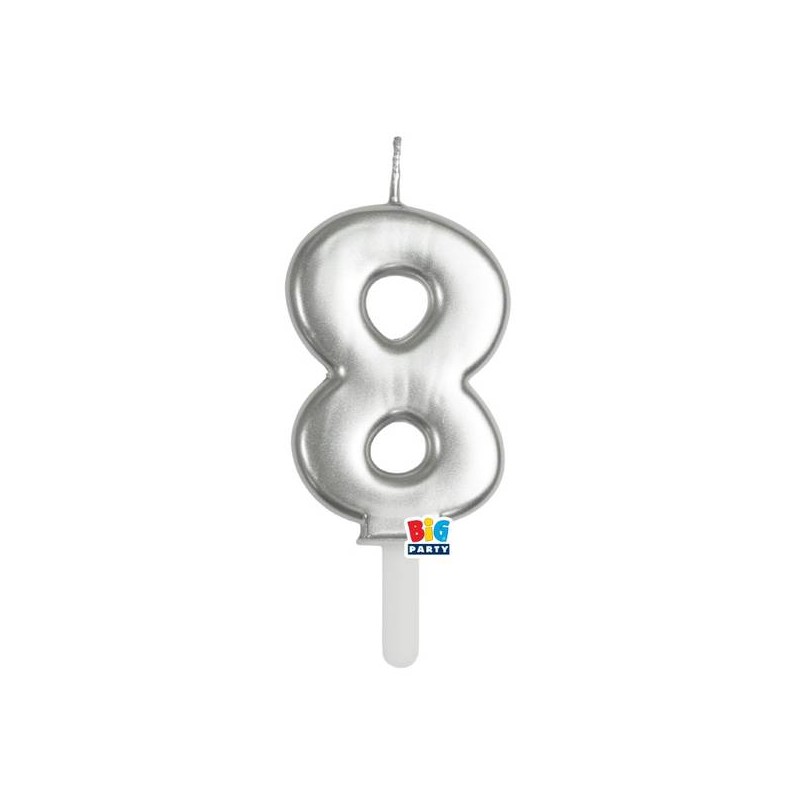 CANDELINA NUMERO 8 TINY PLUMP ARGENTO METAL 7cm