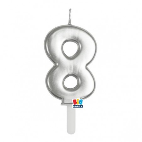 CANDELINA NUMERO 8 TINY PLUMP ARGENTO METAL 7cm