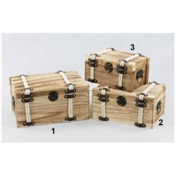 BAULE IN LEGNO NATURALE C/CORDE BIANCHE 3/3 31x20x15cm