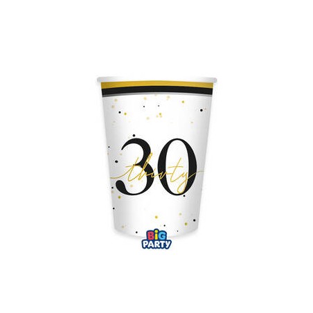 BICCHIERI IN CARTA 250cc HAPPY BIRTHDAY PRESTIGE 30ANNI 6pz
