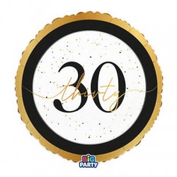 PALLONE MYLAR TONDO 45cm HAPPY BIRTHDAY PRESTIGE 30ANNI
