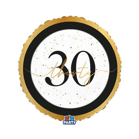 PALLONE MYLAR TONDO 45cm HAPPY BIRTHDAY PRESTIGE 30ANNI