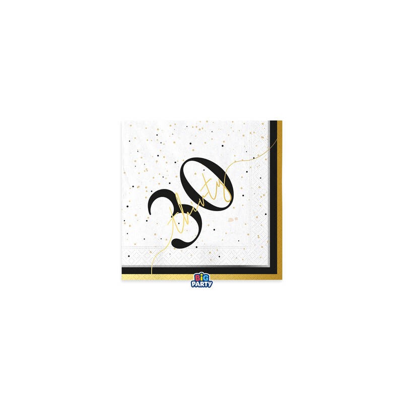 TOVAGLIOLI 33x33cm HAPPY BIRTHDAY PRESTIGE 30ANNI 16pz