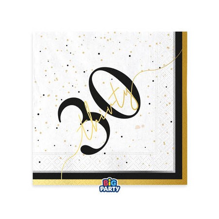 TOVAGLIOLI 33x33cm HAPPY BIRTHDAY PRESTIGE 30ANNI 16pz