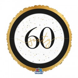 PALLONE MYLAR TONDO 45cm HAPPY BIRTHDAY PRESTIGE 60ANNI