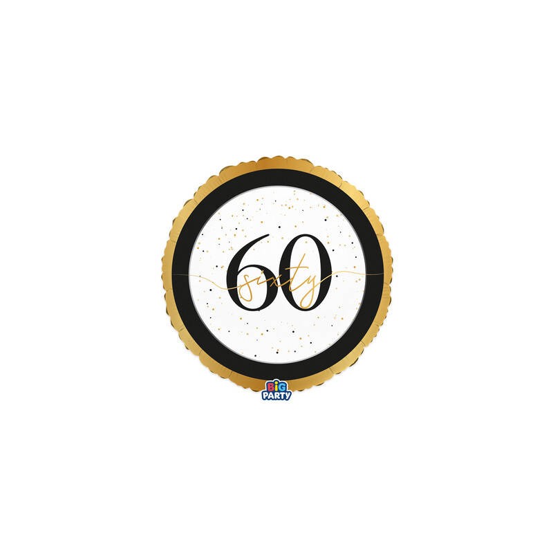 PALLONE MYLAR TONDO 45cm HAPPY BIRTHDAY PRESTIGE 60ANNI