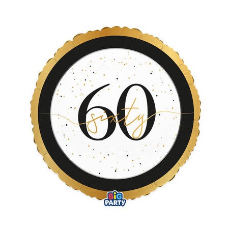 PALLONE MYLAR TONDO 45cm HAPPY BIRTHDAY PRESTIGE 60ANNI