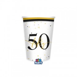 BICCHIERI IN CARTA 250cc HAPPY BIRTHDAY PRESTIGE 50ANNI 6PZ