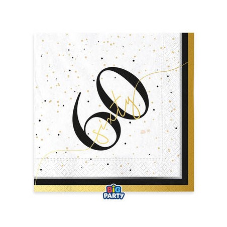 TOVAGLIOLI 33x33cm HAPPY BIRTHDAY PRESTIGE 60ANNI 16pz