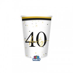 BICCHIERI IN CARTA 250cc HAPPY BIRTHDAY PRESTIGE 40ANNI 6PZ