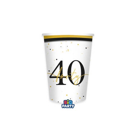 BICCHIERI IN CARTA 250cc HAPPY BIRTHDAY PRESTIGE 40ANNI 6PZ