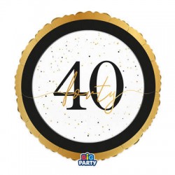 PALLONE MYLAR TONDO 45cm HAPPY BIRTHDAY PRESTIGE 40ANNI