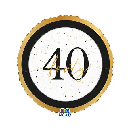 PALLONE MYLAR TONDO 45cm HAPPY BIRTHDAY PRESTIGE 40ANNI