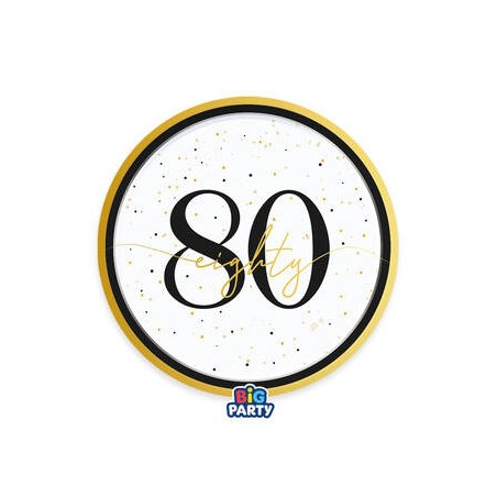 PIATTI DESSERT ø18cm HAPPY BIRTHDAY PRESTIGE 80ANNI 6pz