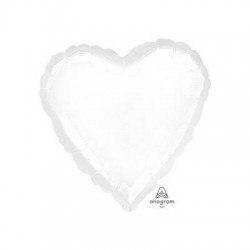PALLONE MYLAR CUORE 17'' 42cm BIANCO
