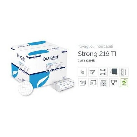 TOVAGLIOLI INTERCALATI PURA CELLULOSA 16x24cm 150pz STRONG LUCART