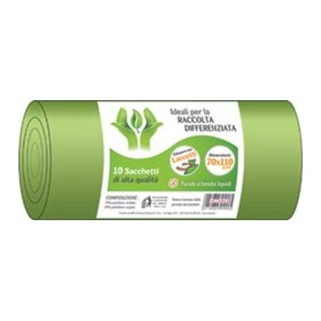 SACCHI NU 70x110cm RACCOLTA DIFFERENZIATA VERDE 10pz