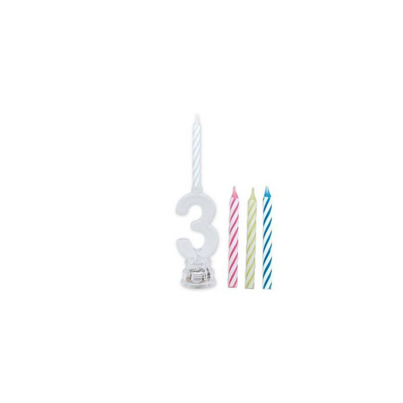 CANDELINA NUMERO PLASTICA C/LED COLOR N°3