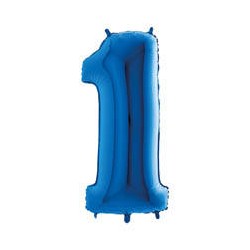 PALLONE NUMERO 1 MYLAR 102cm 40 BLU