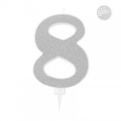CANDELINA GLITTER N.8 ARGENTO 15,5cm