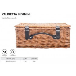 VALIGIA VIMINI CON MANICO ECOPELLE 38x25x15,5cm NATURALE