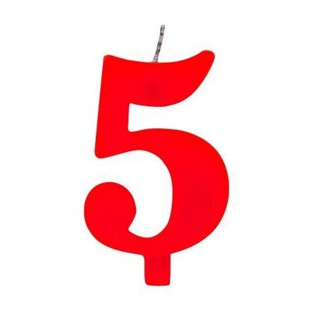 CANDELINA NUMERO 5 SCINTILLANTE  ROSSA 9,5cm