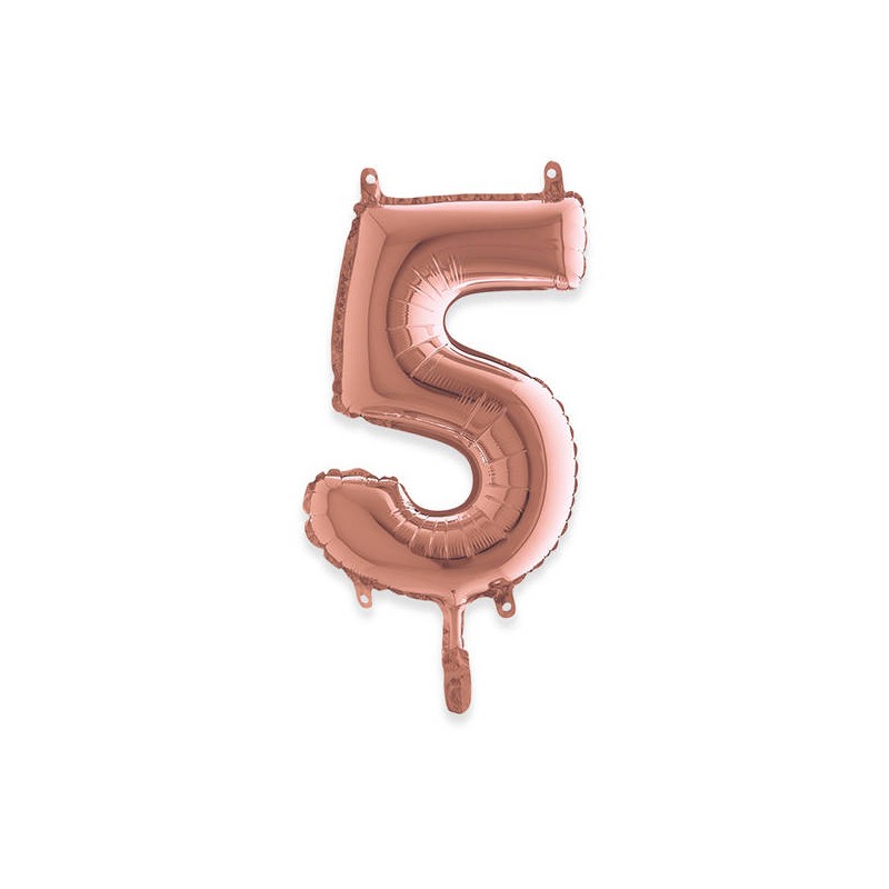 PALLONE NUMERO 5 MYLAR 36cm ROSE GOLD