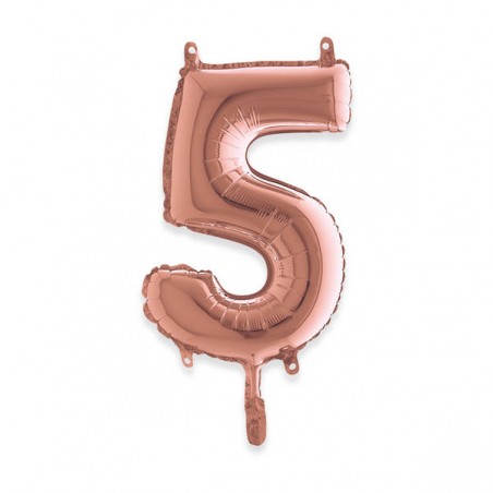 PALLONE NUMERO 5 MYLAR 36cm ROSE GOLD