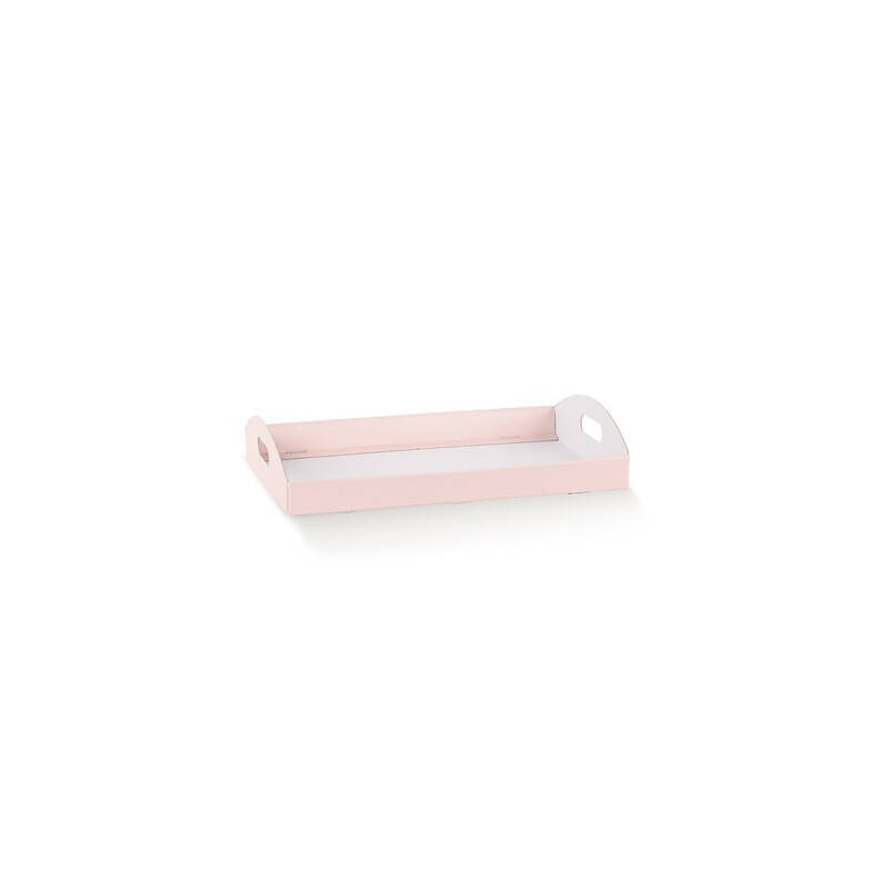 VASSOIO CARTONCINO C/MANIGLIE 43,5x29x4,5cm FIBRA ROSA