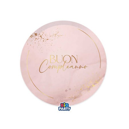 PIATTO DESSERT ø18cm BUON COMPLEANNO BLUSH ROSE 6pz