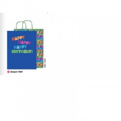 BORSA CARTA DECOR MIS.16+8x21cm HAPPY BIRTHDAY