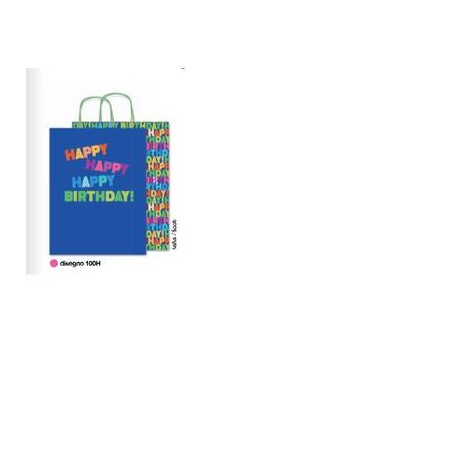 BORSA CARTA DECOR MIS.16+8x21cm HAPPY BIRTHDAY