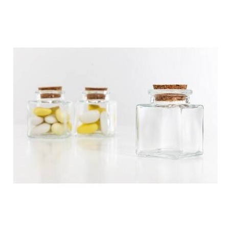 BARATTOLO QUADRATO TAPPO IN SUGHERO 50ml H3128