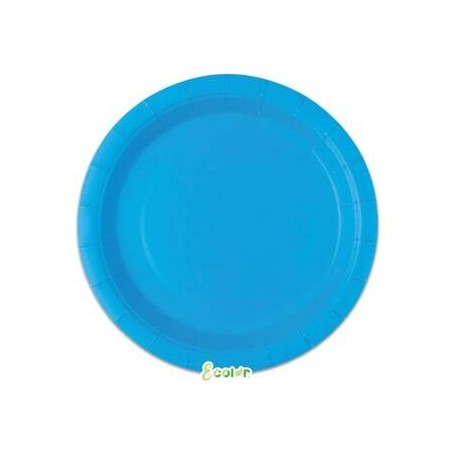 PIATTI PIANI ECOLOR BIODEGRADABILI 24cm TURCHESE 25pz